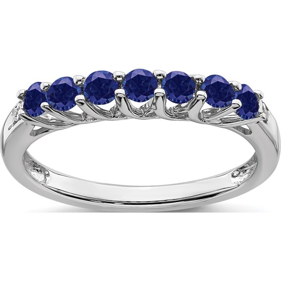 Jewelry by Sweet Pea Sterling Silver Rhodium-plated Created Sapphire and Diamond Ring