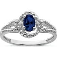thumbnail image 1 of Sterling Silver Rhodium-Plated Created Sapphire & Diam. Ring (Size 6) Made In India qbr16sep-6, 1 of 5