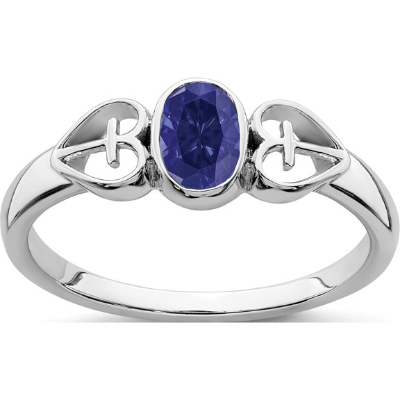 Jewelry by Sweet Pea Sterling Silver Rhodium-plated Created Sapphire Ring