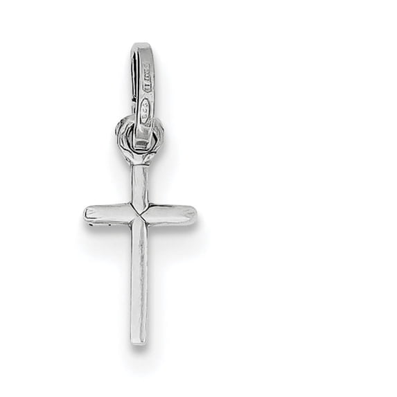 Sterling Silver Rhodium-Plated Cross Charm (20 X 7) Made In Italy qp1135