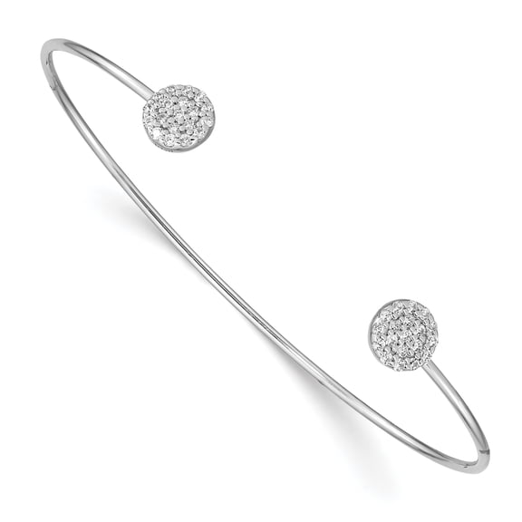 Sterling Silver Rhodium Plated Cubic Zirconia Bangle Bracelet