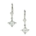 thumbnail image 1 of Sterling Silver Rhodium Plated Cubic Zirconia Fancy Drop Leverback Earrings - Measures 25x9mm, 1 of 2