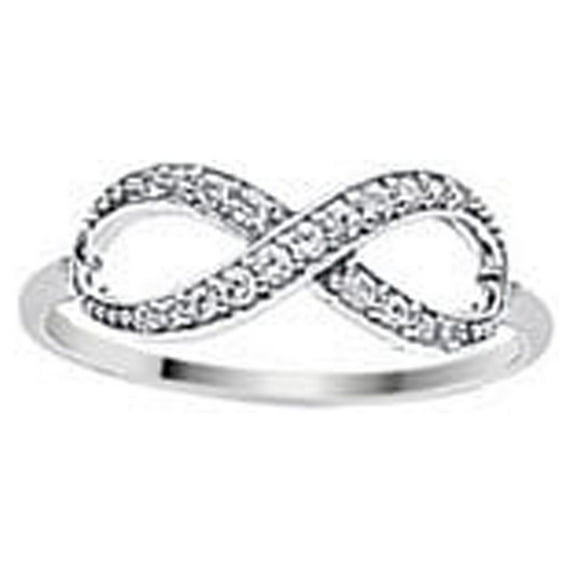 Sterling Silver Rhodium Plated Cubic Zirconia Infinity Ring - Size 7