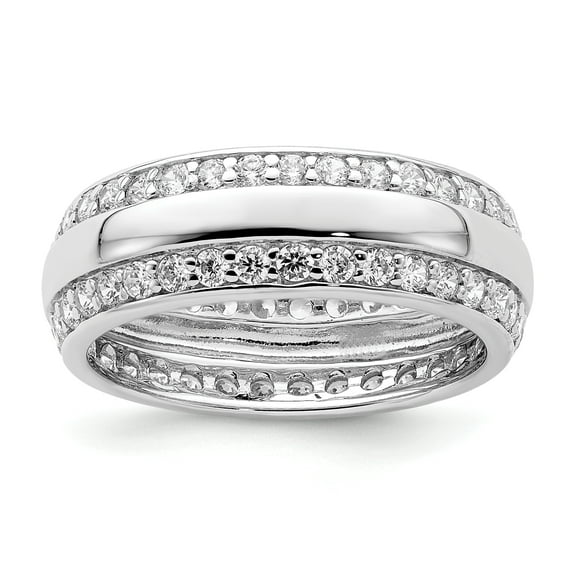 Sterling Silver Rhodium Plated Cubic Zirconia Ring Size 6