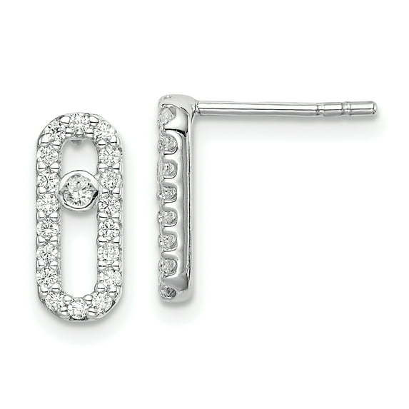 Sterling Silver Rhodium Plated Cubic Zirconia Stud Earrings