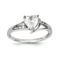 thumbnail image 1 of Sterling Silver Rhodium Plated Cubic Zirconia Triangle Ring - Size 7 - Measures 2mm Wide, 1 of 2