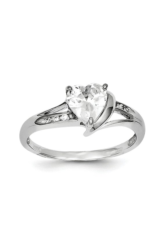 Sterling Silver Rhodium Plated Cubic Zirconia Triangle Ring - Size 7 - Measures 2mm Wide