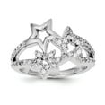 thumbnail image 1 of Sterling Silver Rhodium Plated Cubic Zirconia Triple Star Ring - Size 6, 1 of 2