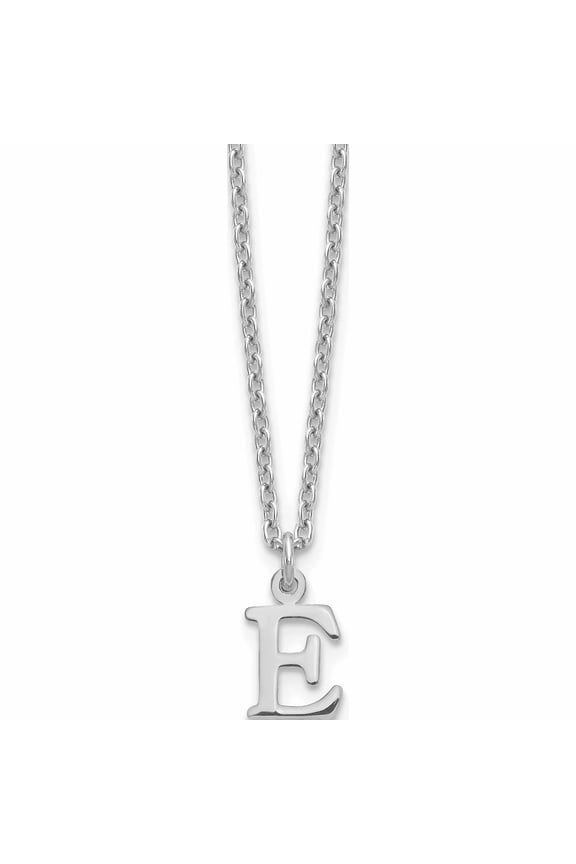 Sterling Silver Rhodium-Plated Cutout Letter E Initial Necklace Made In United States -Jewelry By Sweet Pea