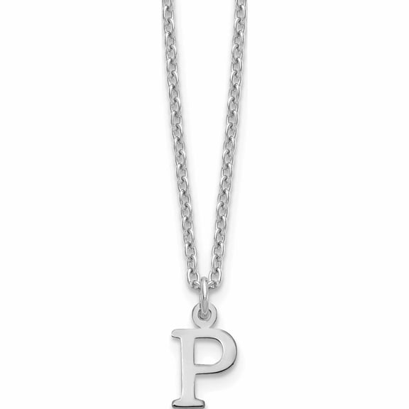 Sterling Silver Rhodium-Plated Cutout Letter P Initial Necklace Made In United States -Jewelry By Sweet Pea