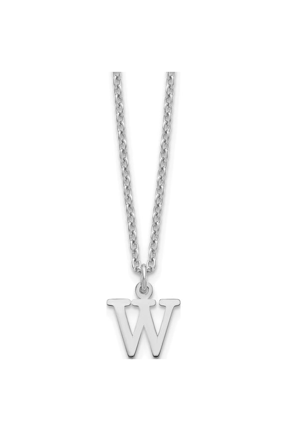 Sterling Silver Rhodium-Plated Cutout Letter W Initial Necklace Made In United States xna727ss/w