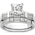 thumbnail image 1 of Sterling Silver Rhodium-Plated Cz 2 Piece Wedding Ring Set (Size 7) Made In China qr1335-7, 1 of 5