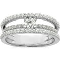 thumbnail image 1 of Sterling Silver Rhodium-Plated Cz 3 Row Ring (Size 6) Made In China qr7243-6, 1 of 5