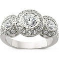 thumbnail image 1 of Sterling Silver Rhodium-Plated Cz 3-Stone Ring (Size 7) Made In China qr2049-7, 1 of 5