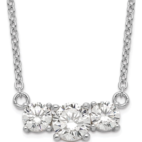 Jewelry by Sweet Pea Sterling Silver Rhodium-plated CZ 3-Stone w/1in ext. Necklace