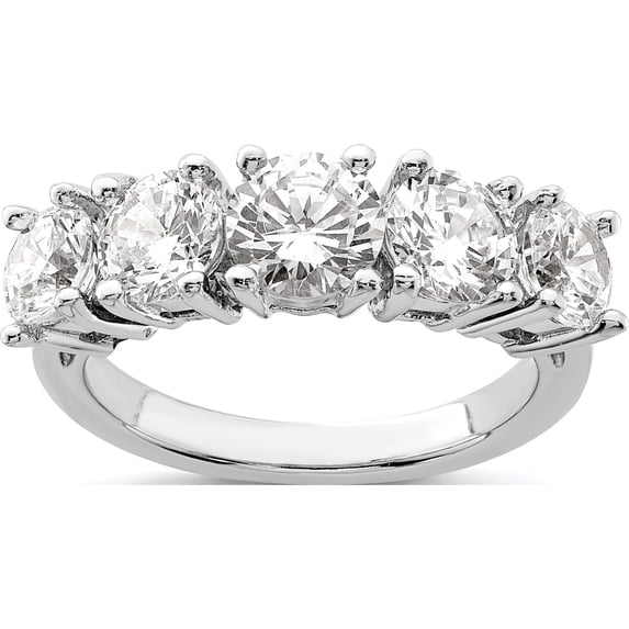Sterling Silver Rhodium-Plated Cz 5-Stone Ring (Size 8) Made In China qr1300-8