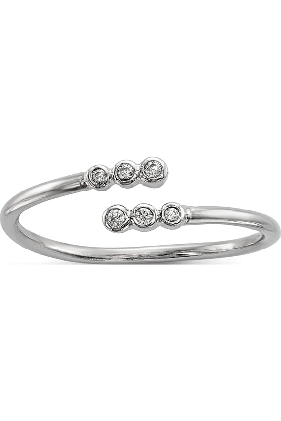 Sterling Silver Rhodium-plated CZ Adjustable Ring
