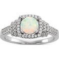 thumbnail image 1 of Sterling Silver Rhodium-Plated Cz And Lab Created White Opal Ring (Size 6) Made In China qr6758-6, 1 of 4