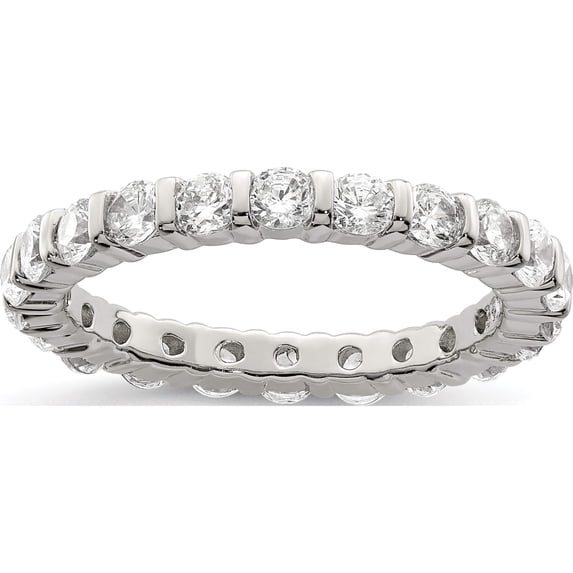 Sterling Silver Rhodium-Plated Cz Band (Size 8) Made In China qr1293-8