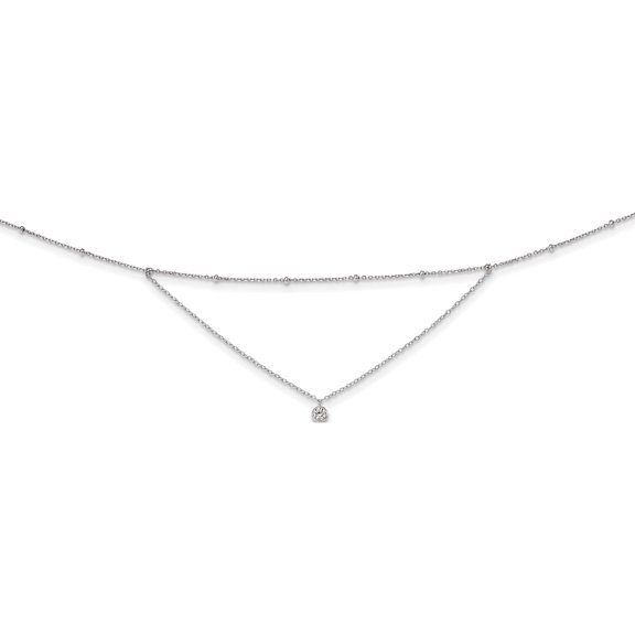 Sterling Silver Rhodium-Plated Cz Beaded With 4In Ext. Choker Made In China qg5341-12