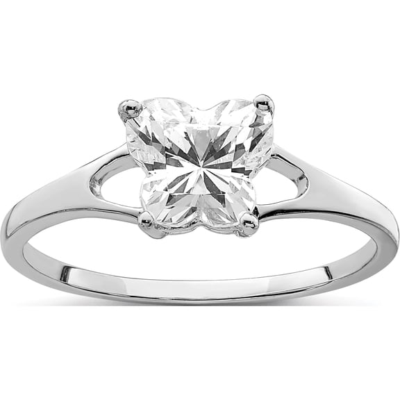 Sterling Silver Rhodium-Plated Cz Butterfly Ring (Size 6) Made In Thailand qr6958-6