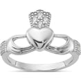 thumbnail image 1 of Sterling Silver Rhodium-Plated Cz Claddagh Ringsize 8 - Jbsp, 1 of 5