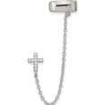 thumbnail image 1 of Sterling Silver Rhodium-Plated Cz Cross 1 Individual Post With Cuff Earring (66.5 X 11.05) Made In China qe16112, 1 of 5