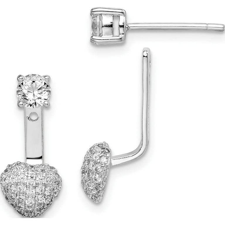 Rhodium Plated CZ Front Back Earrings