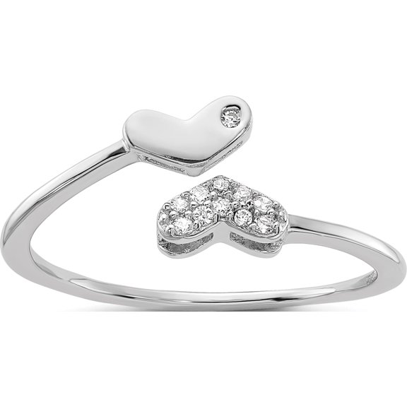 Sterling Silver Rhodium-Plated Cz Double Heart Ringsize 8 - Jbsp