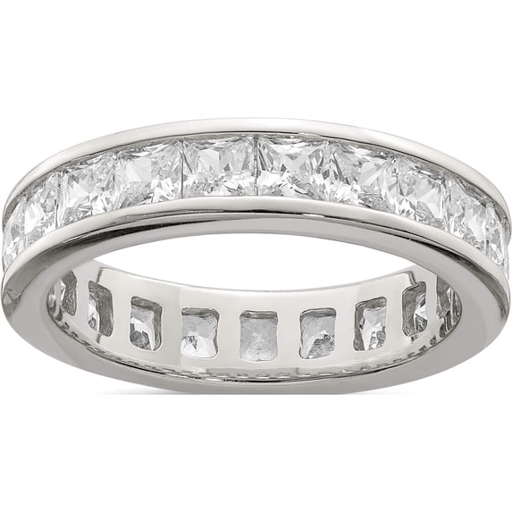 Sterling Silver Rhodium-Plated Cz Eternity Band (Size 6) Made In China qr1971-6
