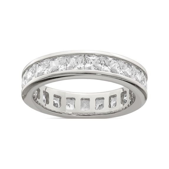 Sterling Silver Rhodium-Plated Cz Eternity Band (Size 8) Made In China qr1971-8