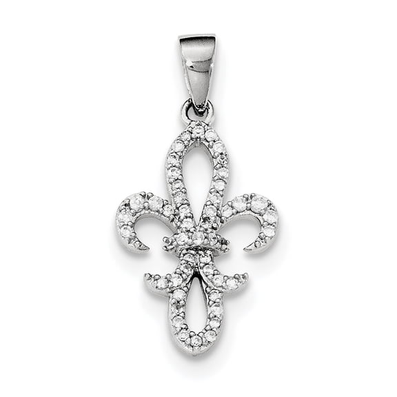 Jewelry by Sweet Pea Sterling Silver Rhodium-plated CZ Fleur de Lis Pendant