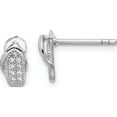 thumbnail image 1 of Sterling Silver Rhodium-Plated Cz Flipflop Post Earrings (9.24 X 5.08) Made In Thailand qe14999, 1 of 5