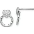 thumbnail image 1 of Sterling Silver Rhodium-Plated Cz Heart And Circle Post Earrings (13 X 9.8) Made In Italy qe15136, 1 of 4