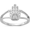 thumbnail image 1 of Sterling Silver Rhodium-Plated Cz Heart Hamsa Ringsize 6 - Jbsp, 1 of 5