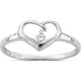 thumbnail image 1 of Sterling Silver Rhodium Plated Cz Heart Ring (Size 6) Made In Thailand qr4294-6, 1 of 5