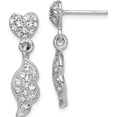 thumbnail image 1 of Sterling Silver Rhodium-Plated Cz Heart & Wings Dangle Post Earring Made In Thailand qe15299, 1 of 5