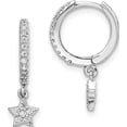 thumbnail image 1 of Sterling Silver Rhodium-Plated Cz Hoops With Star Dangle Earrings (Width 5.1) (Length 19.2) - Jbsp, 1 of 5