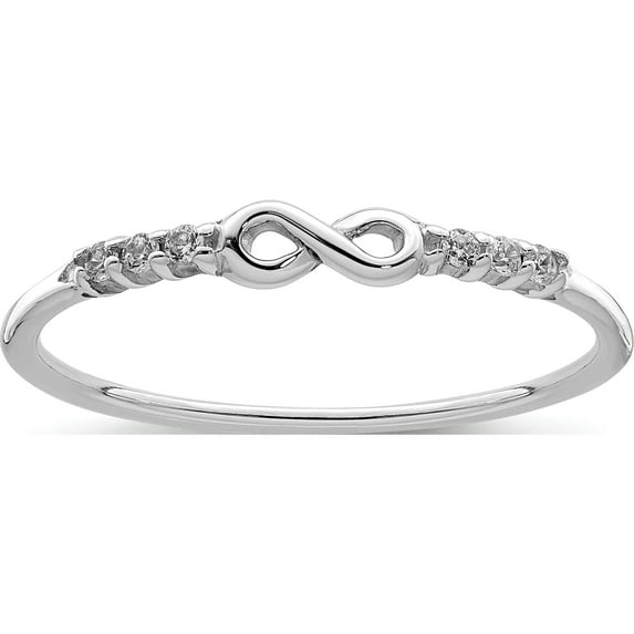 Sterling Silver Rhodium Plated Cz Infinity Ring (Size 6) Made In Thailand qr6881-6