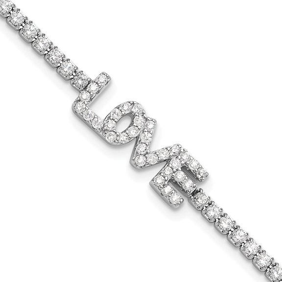 Jewelry by Sweet Pea Sterling Silver Rhodium-plated CZ Love 7.25in Tennis Bracelet
