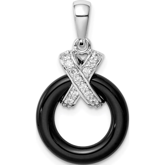 Sterling Silver Rhodium Plated Cz Pendant Made In Thailand qp5075