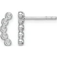 thumbnail image 1 of Sterling Silver Rhodium Plated Cz Post Earrings (12 X 4.5) Made In Thailand qe14758, 1 of 5