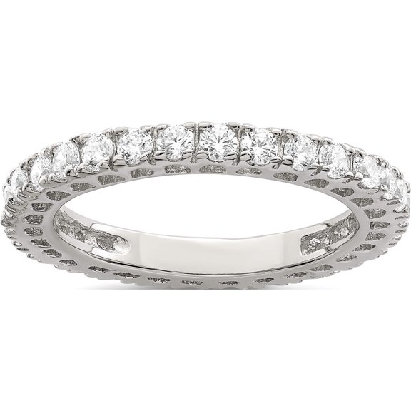 Sterling Silver Rhodium-Plated Cz Ring (Size 6) Made In China qr1974-6