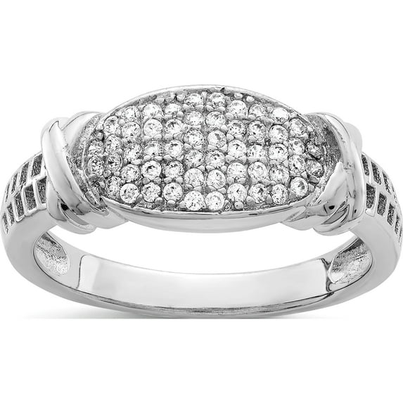 Sterling Silver Rhodium-Plated Cz Ring (Size 7) Made In China qr6724-7