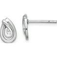 thumbnail image 1 of Sterling Silver Rhodium-Plated Cz Satin Teardrop Post Earrings Made In Thailand qe15160, 1 of 4