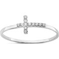 thumbnail image 1 of Sterling Silver Rhodium-Plated Cz Side Cross Polished Ring (Size 8) Made In China qr6581-8, 1 of 5