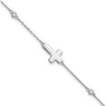 thumbnail image 1 of Sterling Silver Rhodium-Plated Cz Sideways Cross 7In W/1In Ext. Bracelet (Width 8.8) (Length 8) - Jbsp, 1 of 5