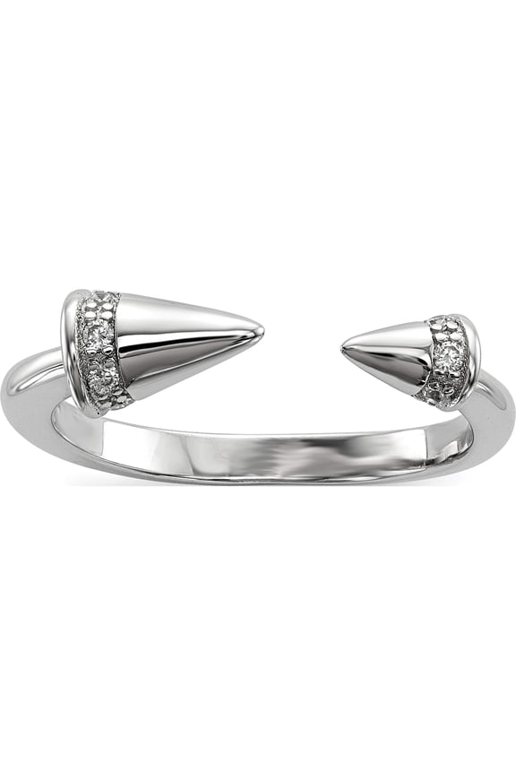 Sterling Silver Rhodium-Plated Cz Spike Ring (Size 8) Made In China qr6675-8