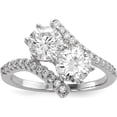thumbnail image 1 of Sterling Silver Rhodium-Plated Cz Two Stone Round Bypass Ring (Size 7) Made In China qr6709-7, 1 of 6