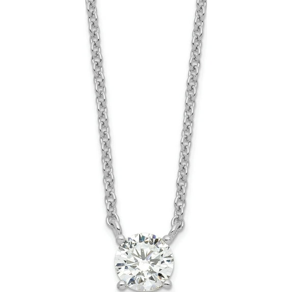 Sterling Silver Rhodium-Plated Cz With 1In Ext. Necklace Made In China qg3990-16.5